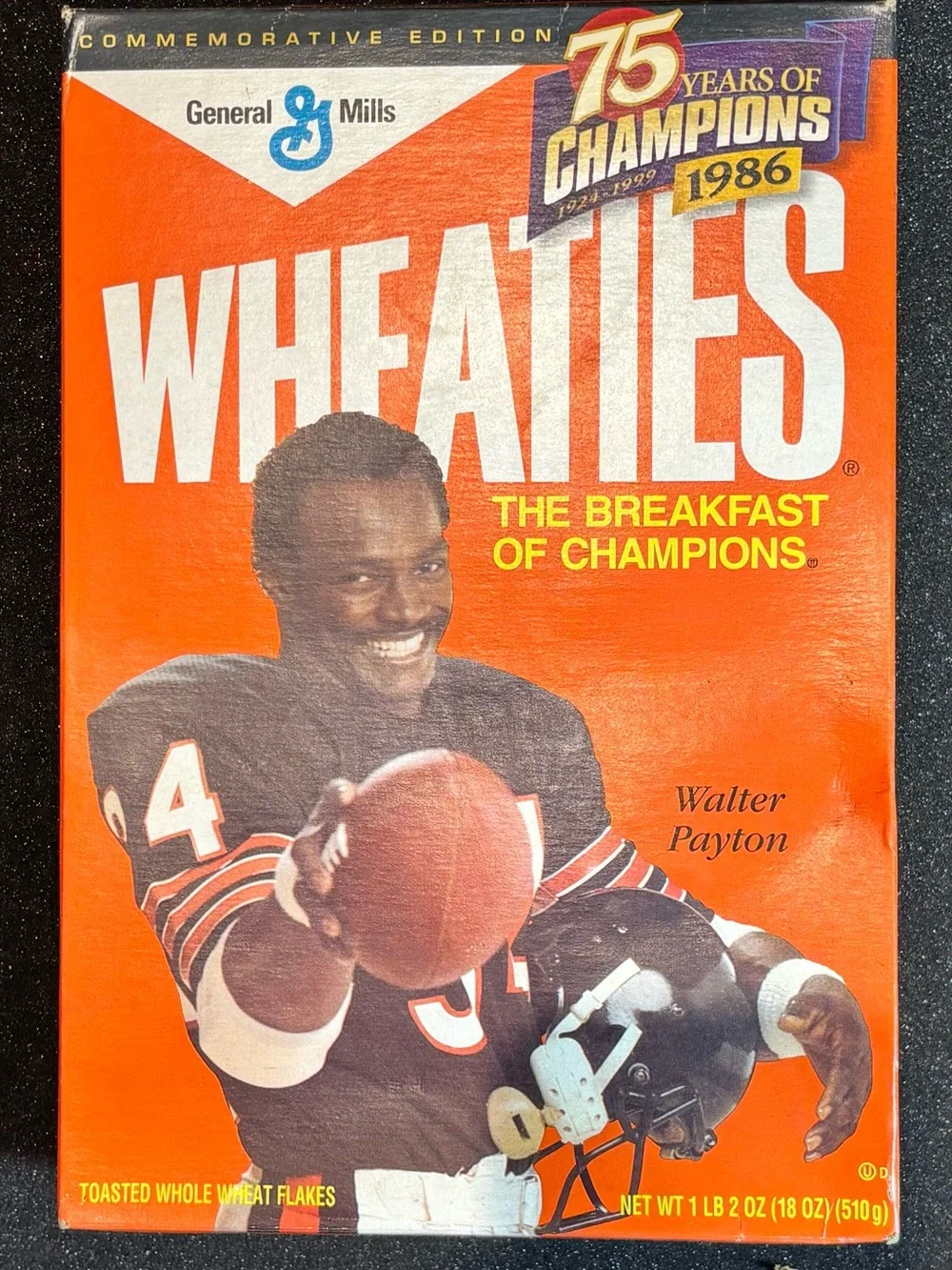 1986 General Mills - Wheaties Walter Payton Cereal Box